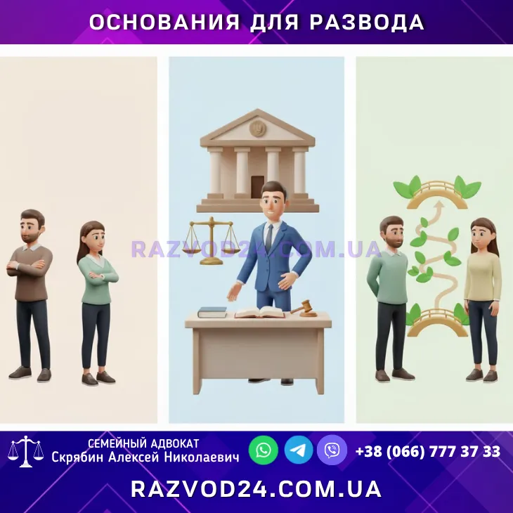 3D инфографика: Основания для развода, адвокат Скрябин, решение правовых споров