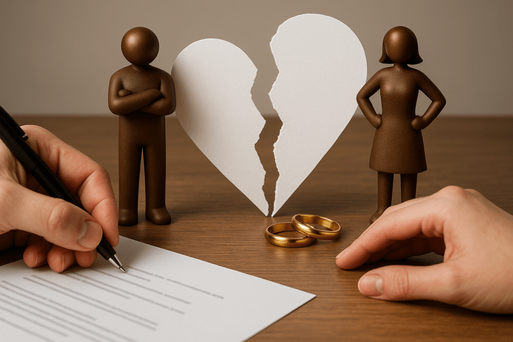 Розлучення без присутності — символічне зображення розірвання шлюбу без участі сторін