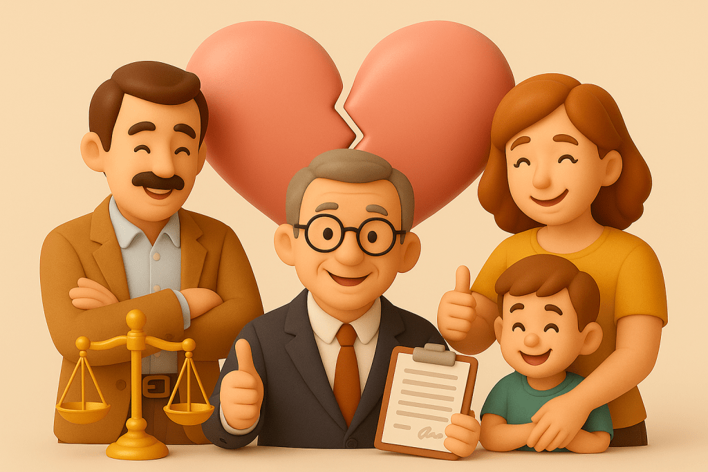 3D ілюстрація як розлучитися без суду та без адвоката у позитивній атмосфері