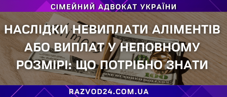 Наслідки невиплати аліментів або виплат у неповному розмірі в Україні