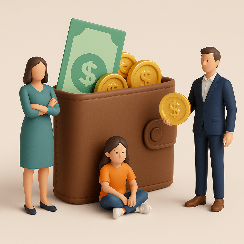 3D-зображення на тему сплати аліментів дитині напряму без участі матері