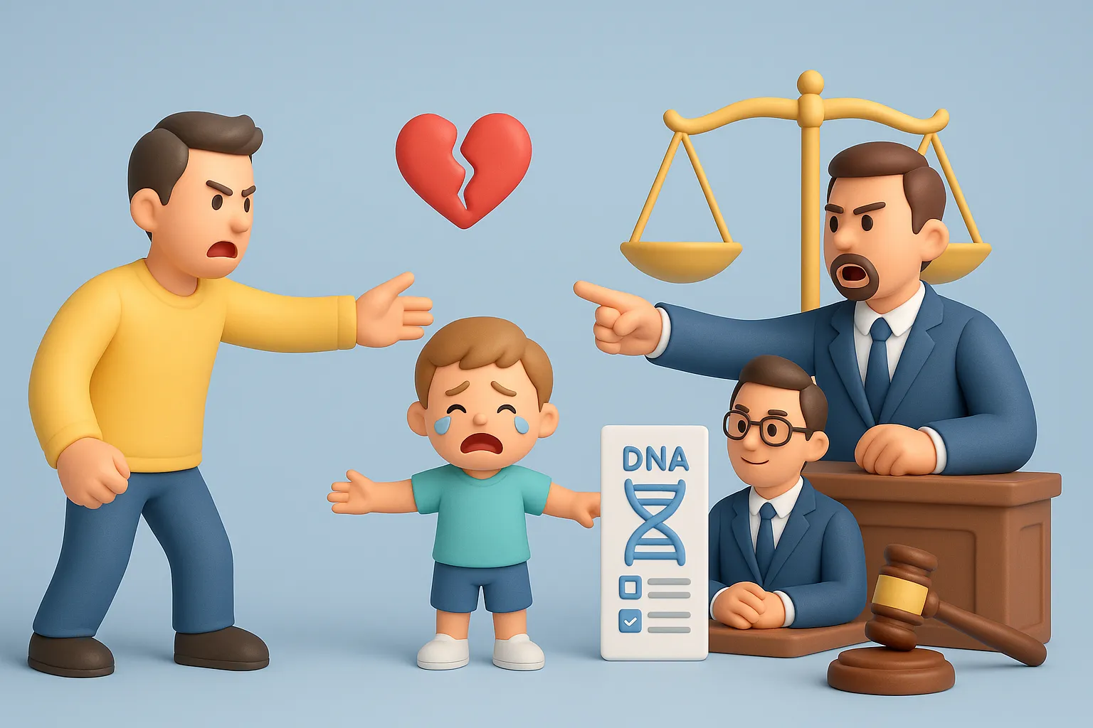 спор об отцовстве в суде между родителями и адвокатом