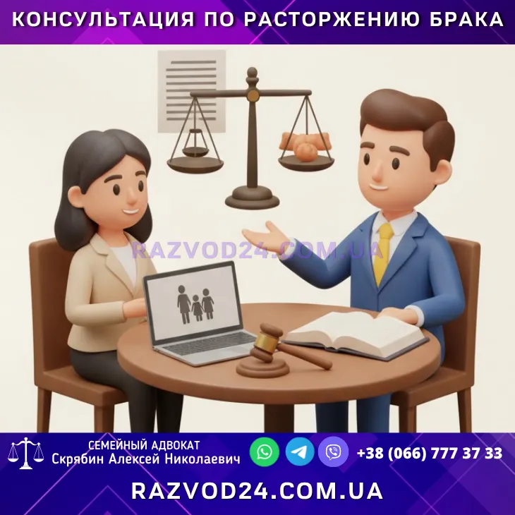 Семейный адвокат консультирует клиента по расторжению брака.